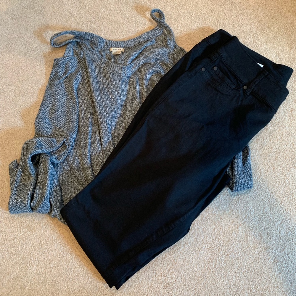 gray cold shoulder sweater
